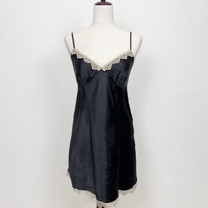 GIlligan & O'Malley Y2K Satin Slip Dress Womens‎ Medium Black Coquette Lingerie